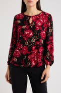 AK ANNE KLEIN Keyhole Long Sleeve Top