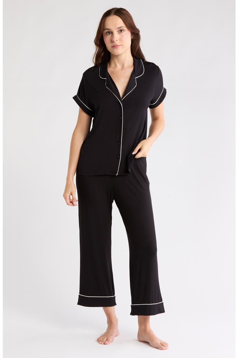 Tranquility Cropped 23-Inch Pajamas, Main, color, BLACK