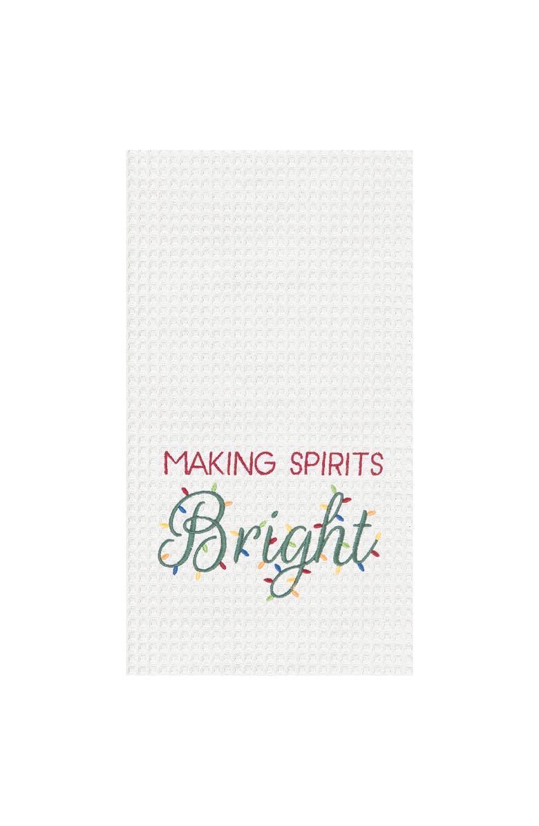 C&F Home Making Spirits Bright Waffle Weave Kitchen Towel, Main, color, White