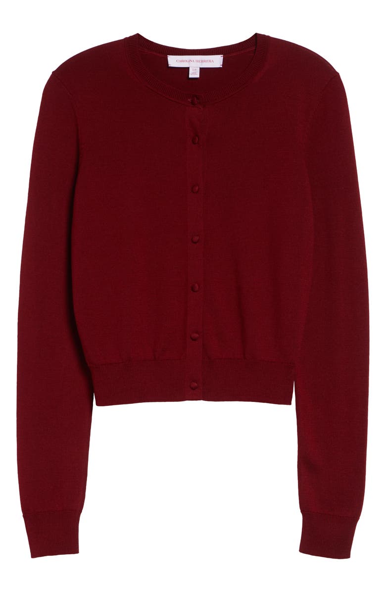 Carolina Herrera Silk & Cotton Cardigan, Main, color, Rioja