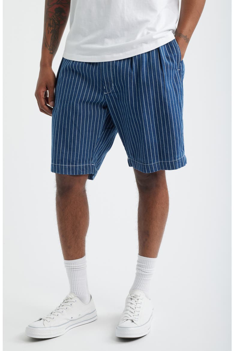Part Timer Organic Cotton Pinstripe Shorts, Main, color, NAVY STRIPE