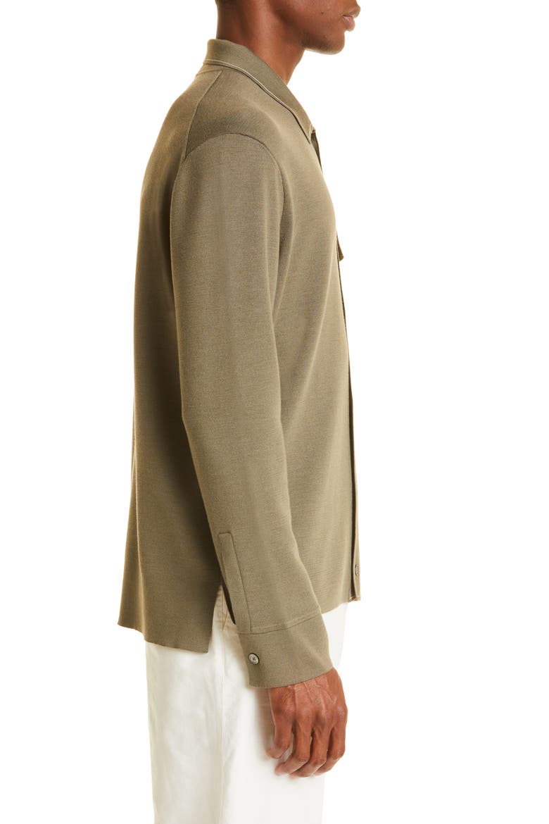 Wool & Silk Long Sleeve Polo, Alternate, color, MID GREEN SOLID