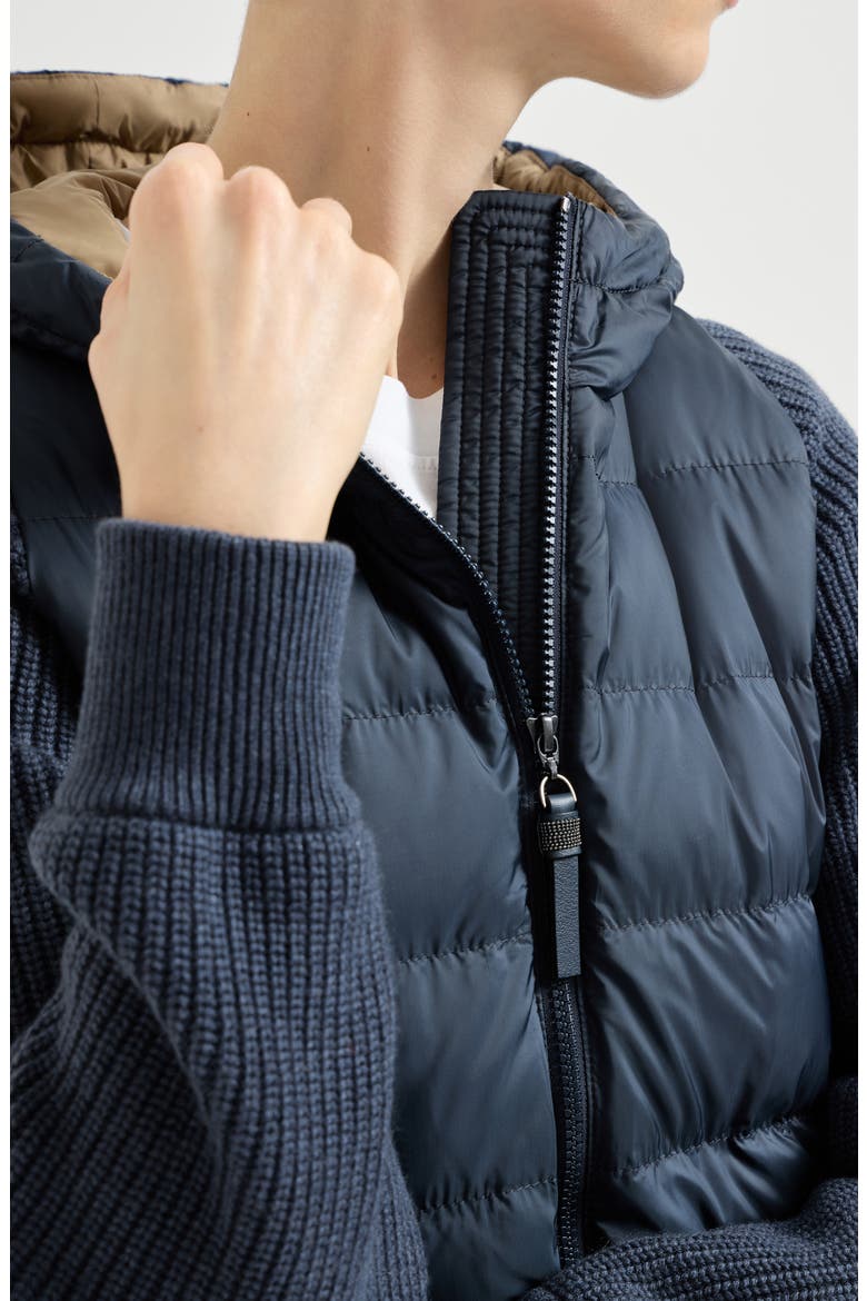 Nylon hooded down jacket, Alternate, color, Blue