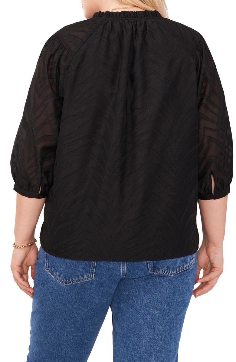 Vince Camuto Split Neck Puff Sleeve Top, Alternate, color,