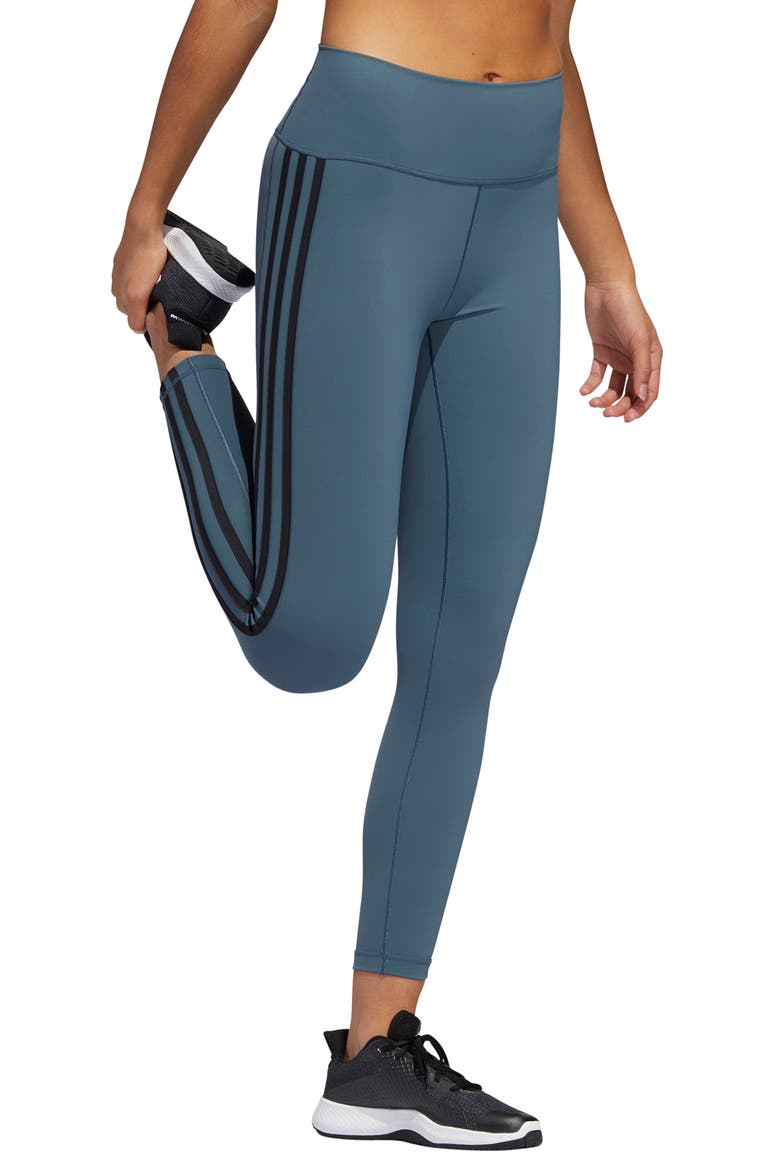 3-Stripes 7/8 Leggings, Alternate, color, LEGACY BLUE/ BLACK