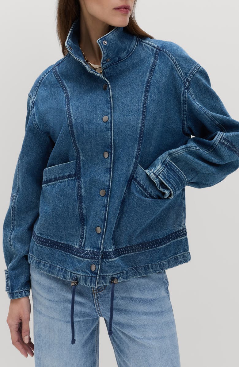 PER UNA BY M&S Denim Bomber Jacket, Main, color, Indigo Blue