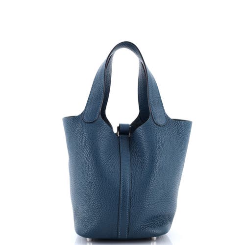 Pre-owned Hermes Hermes Picotin Lock Bag Clemence Pm In Blue