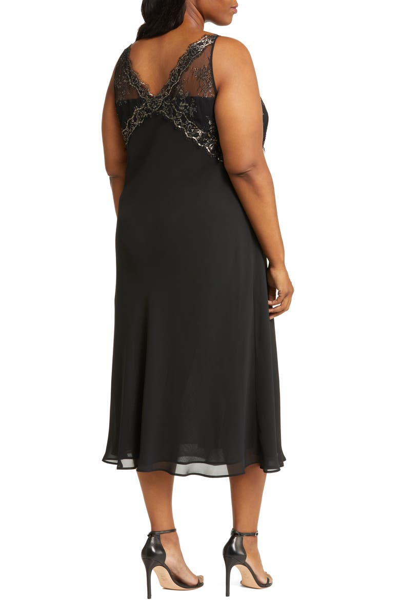 Marina Rinaldi Double Layered Georgette Bodice Midi Dress, Alternate, color, 