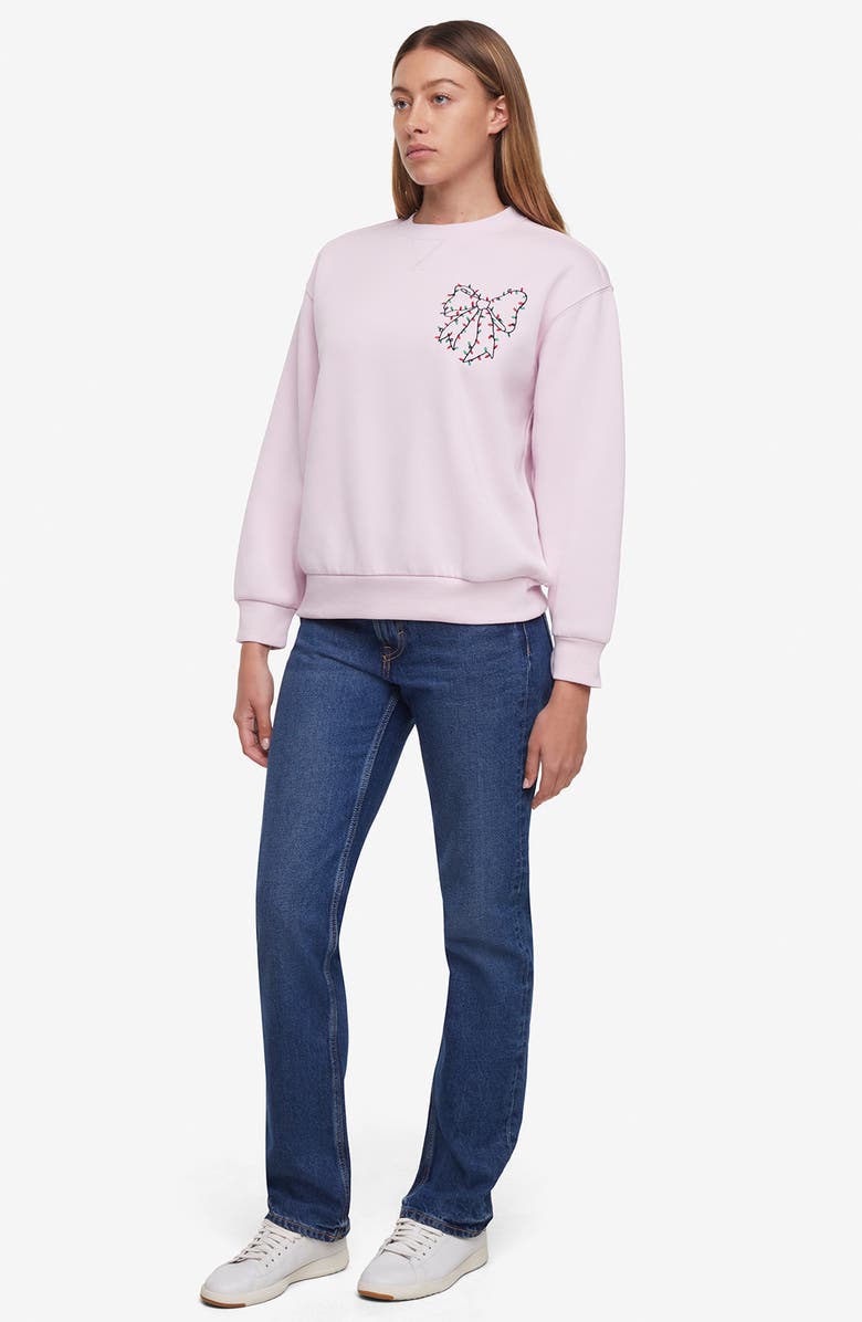 Wildfox Charlie Christmas Bow Sweatshirt, Alternate, color, Lilac Snow