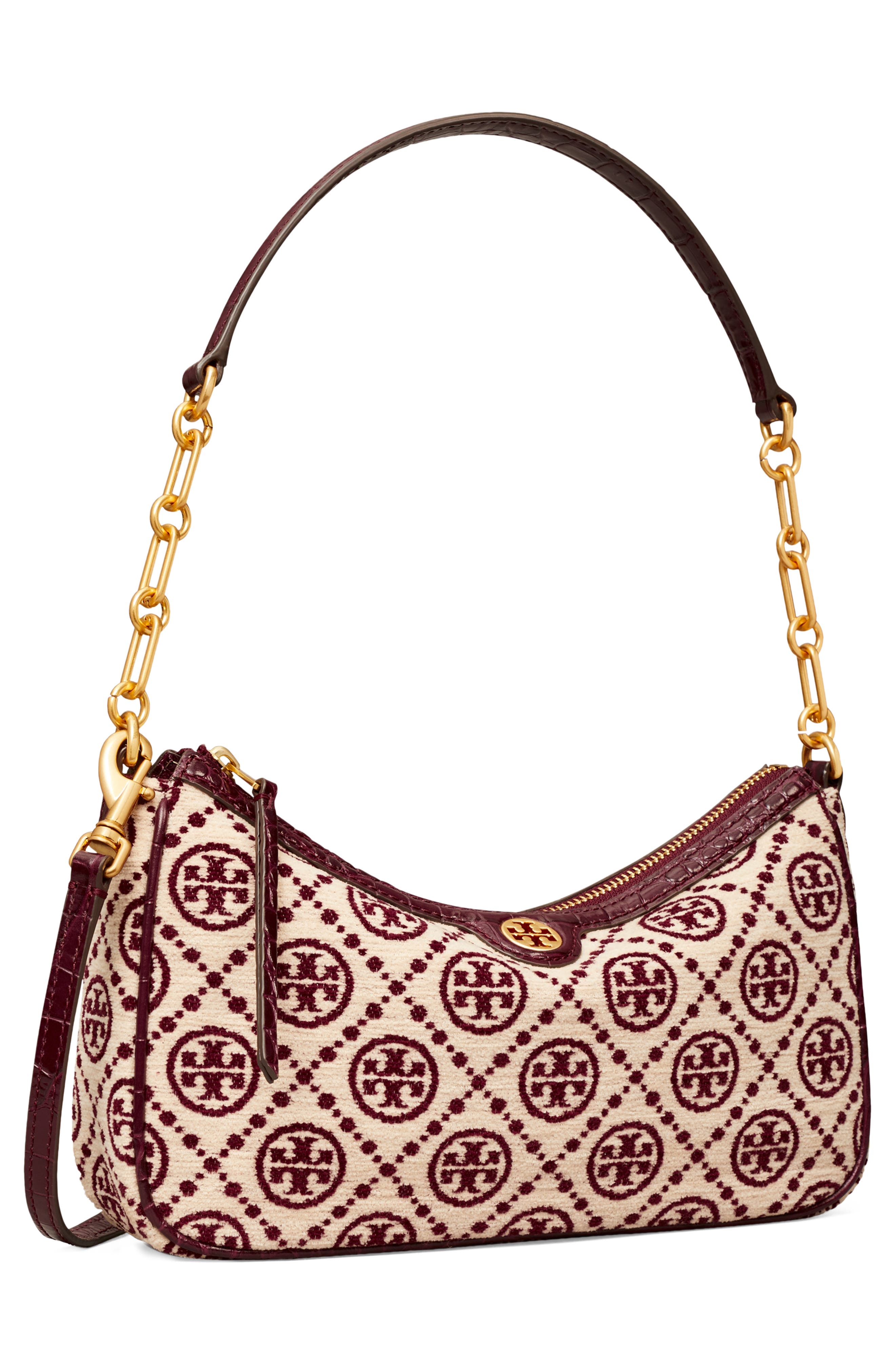Tory Burch T Monogram Chenille Studio Shoulder Bag, Alternate, color, 