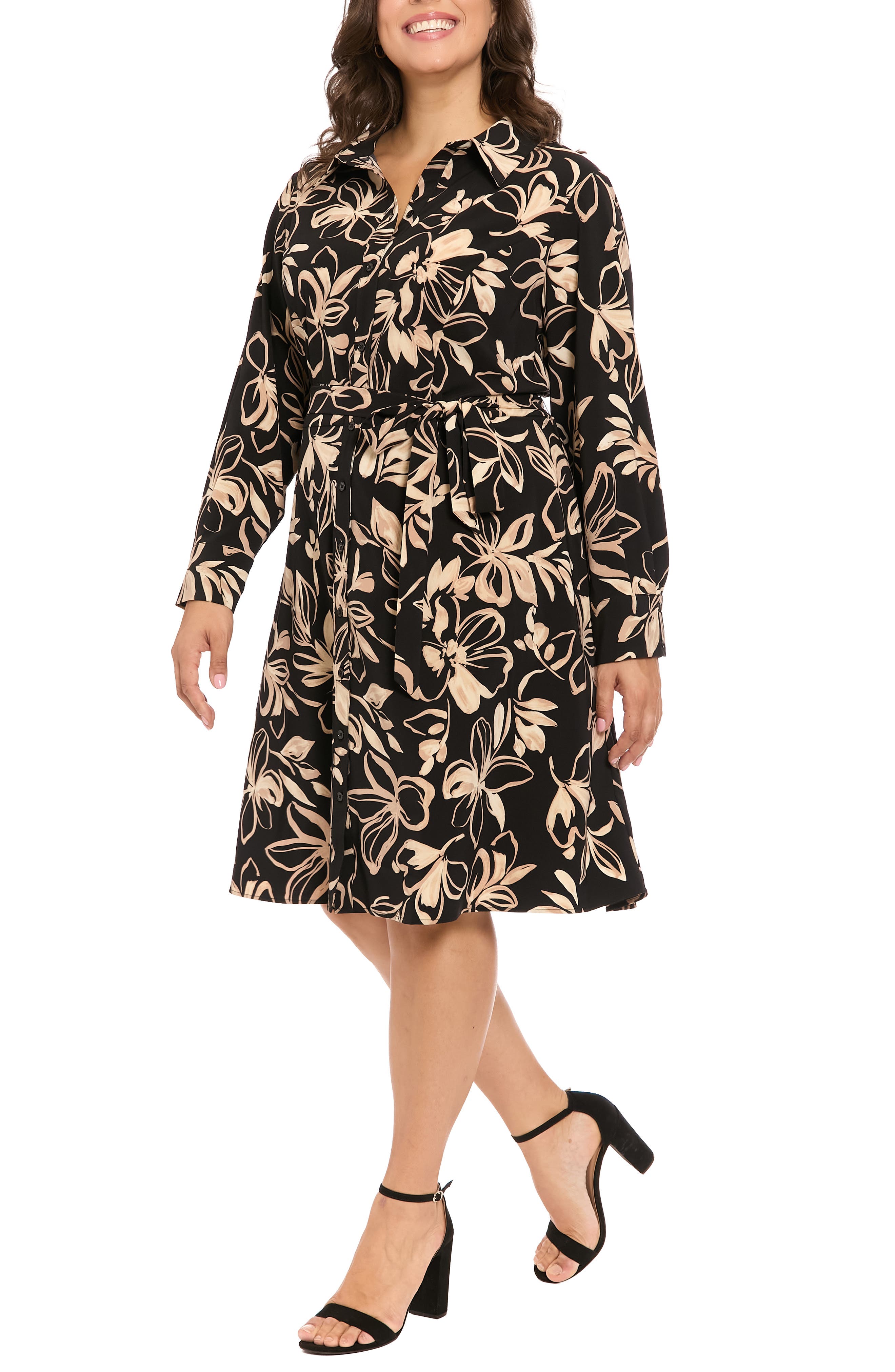 Floral Long Sleeve Shirtdress