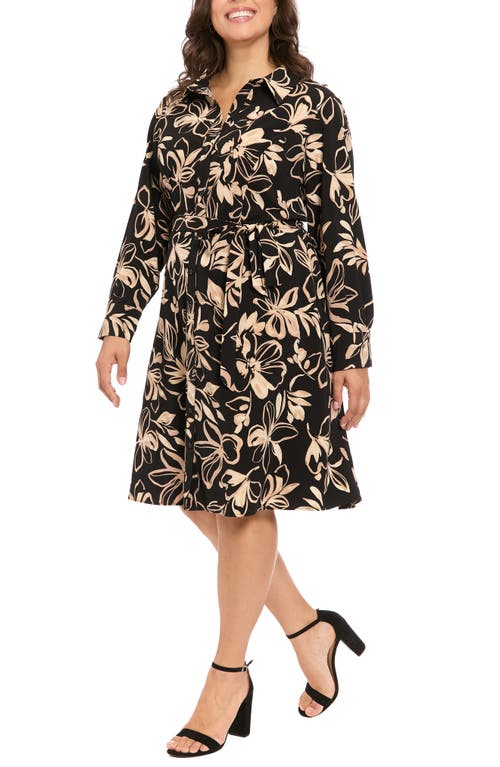London Times Floral Long Sleeve Shirtdress In Multi