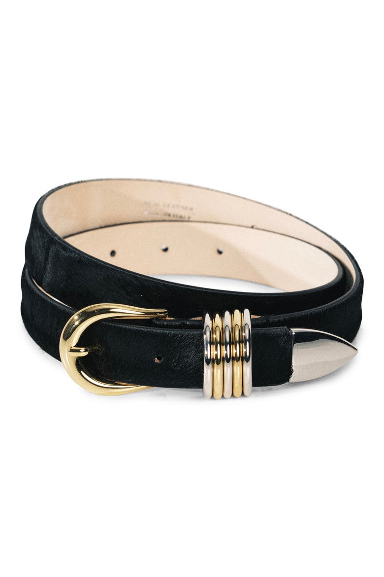 Hollyhock Genuine Calf Hair Belt, Alternate, color, BLACK