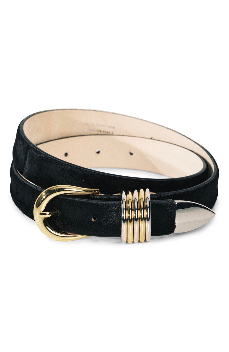 Déhanche Hollyhock Genuine Calf Hair Belt, Alternate, color, Black