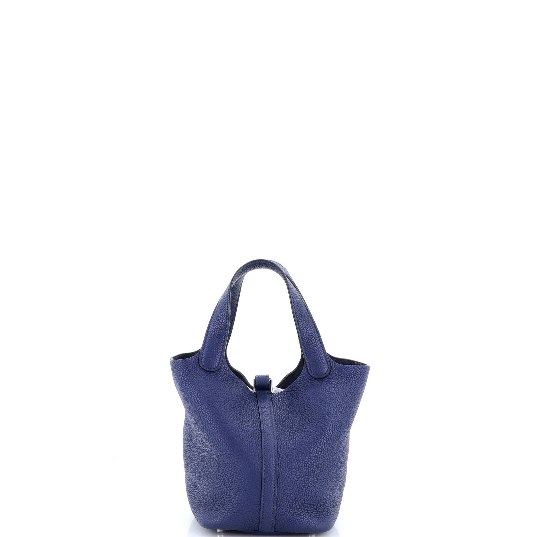 Pre-Owned Hermes Picotin Lock Bag Clemence PM, Alternate, color, Bleu Saphir