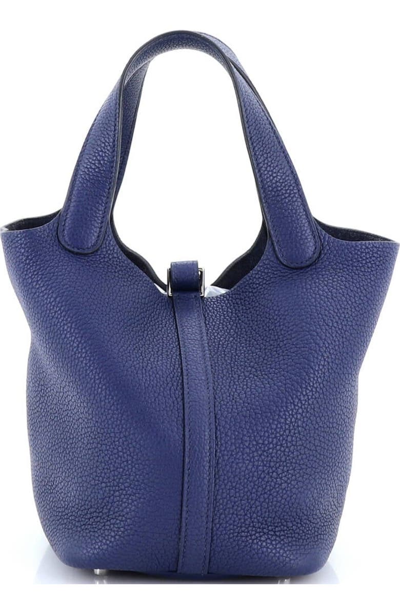 Pre-Owned Hermes Picotin Lock Bag Clemence PM, Alternate, color, Bleu Saphir