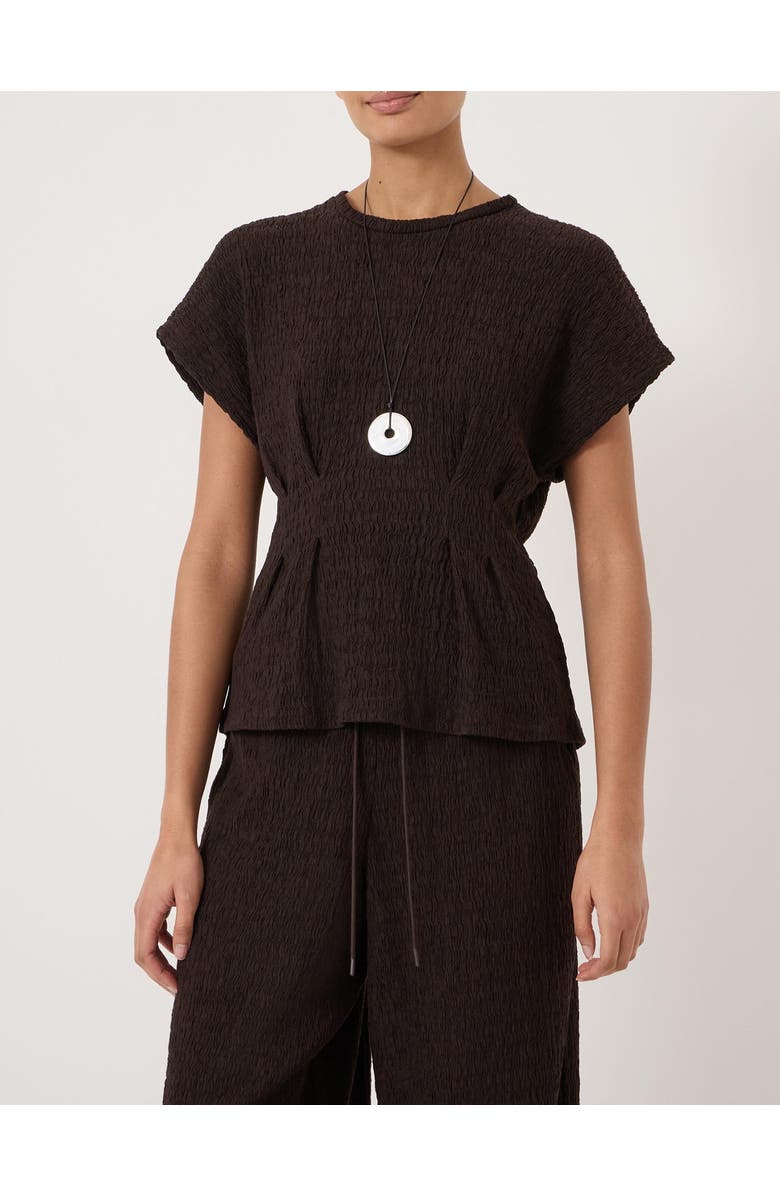Hush Keira Textured Pleat Release Jersey Top, Alternate, color, Dark Brown