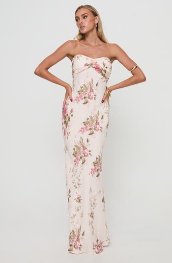 Abeila Floral Strapless Maxi Dress