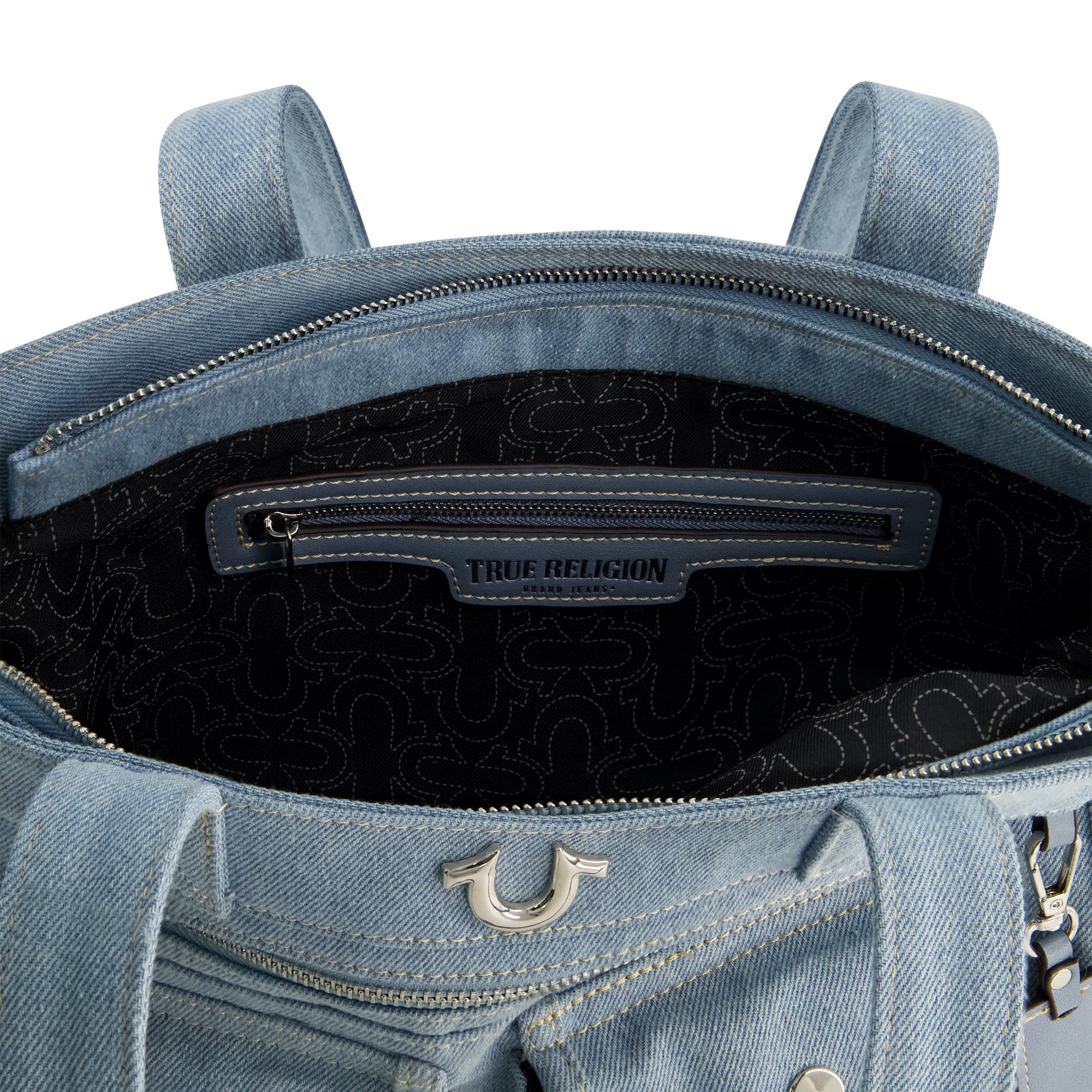 True Religion Multi-Pocket Denim Tote, Alternate, color, Denim