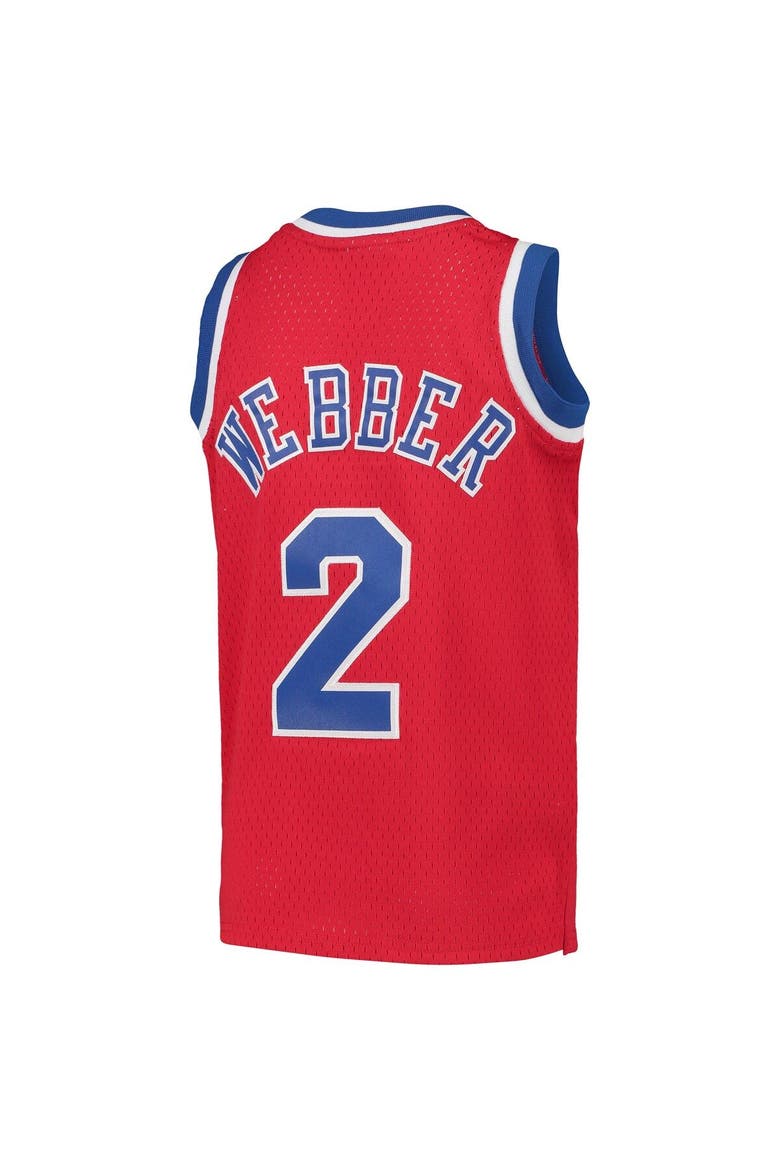 Youth Mitchell & Ness Chris Webber Red Washington Bullets 1994/95 Hardwood Classics Swingman Jersey, Alternate, color, Red