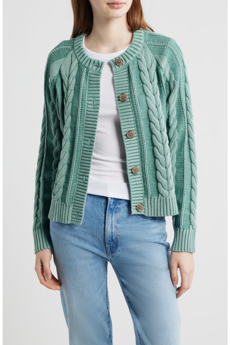 Cable Cotton Cardigan, Main, color, TEAL BLUE