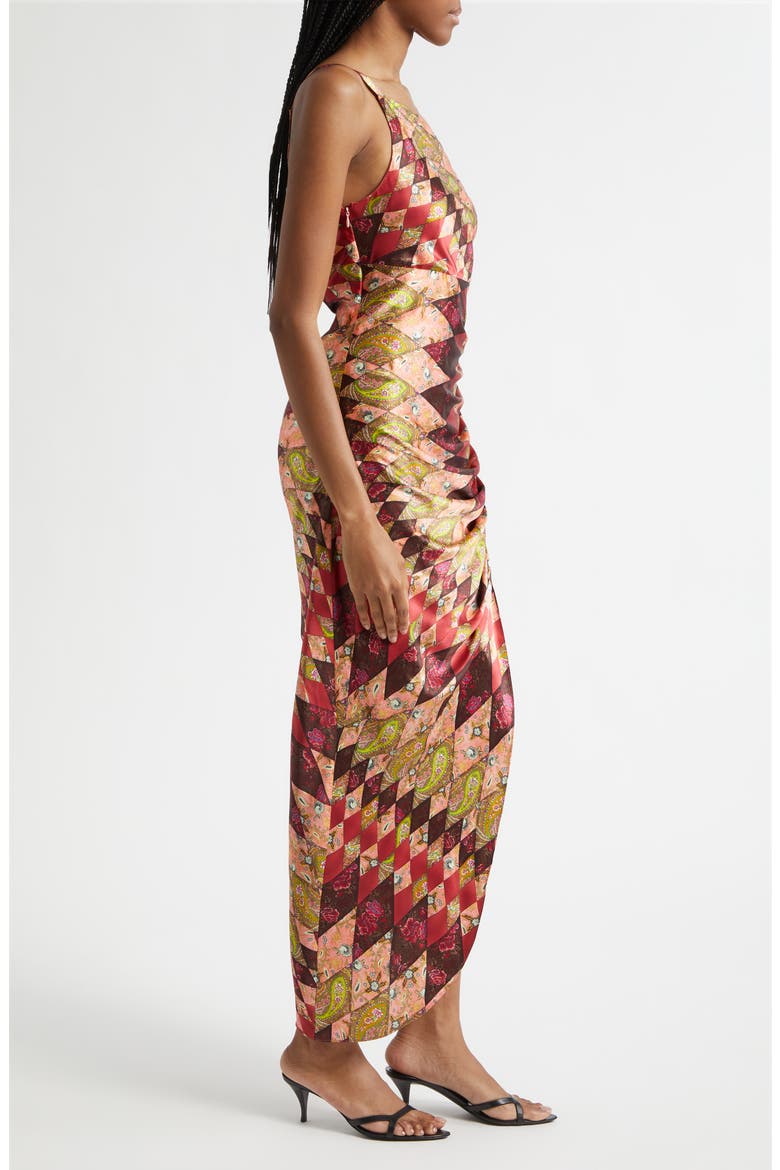 Elliana Print One-Shoulder Silk Maxi Dress, Alternate, color, PALE ROSE MULTI