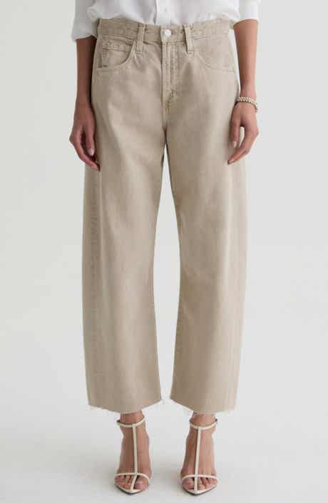 Hattie Raw Hem High Waist Crop Barrel Jeans