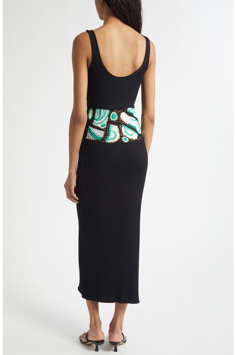 Fiana Sleeveless Knit Dress, Alternate, color, BLACK/ BRIGHT PALM CROCHET
