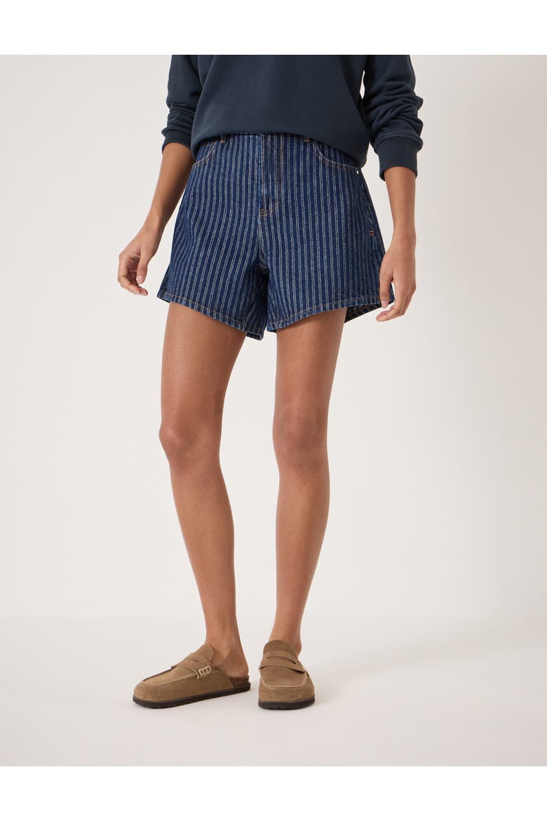 Essential Denim Striped Shorts, Main, color, Dark Blue Indigo