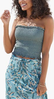 LASCANA Women's Smocked Strapless Top