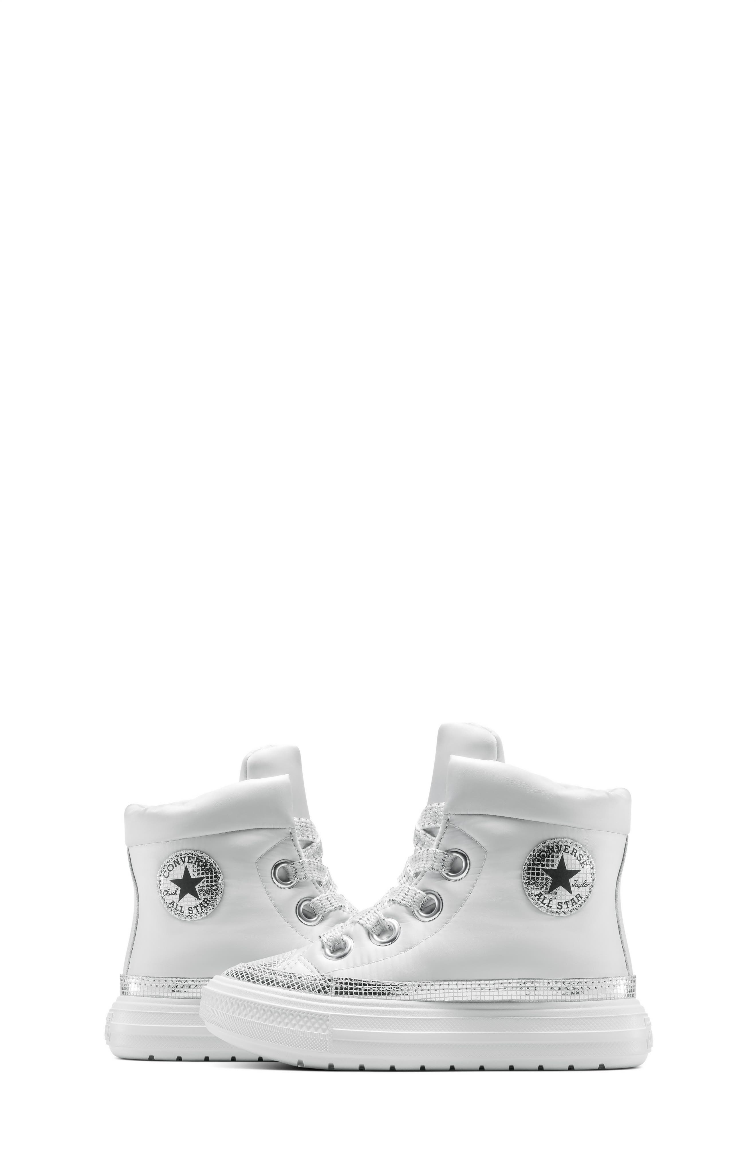 Converse Kids
 Chuck Taylor<sup
®</sup
 All Star<sup
®</sup
 Elements High Top Sneaker, Alternate, color, Barely Grey/ Silver/ Black