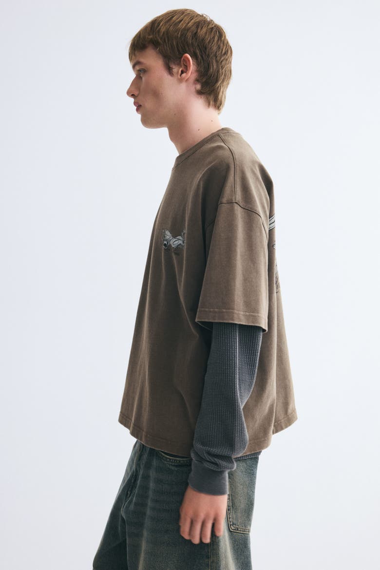 Oversized Boxy Printed Cotton T-Shirt, Alternate, color, Dark taupe/Field Goods