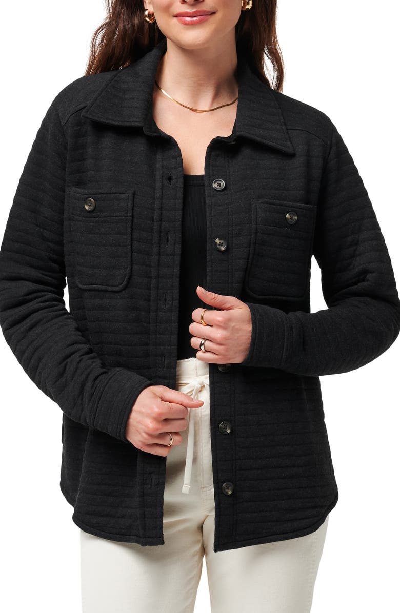 TravisMathew Serene Horizon Quilted Shirt Jacket, Main, color, Heather Black