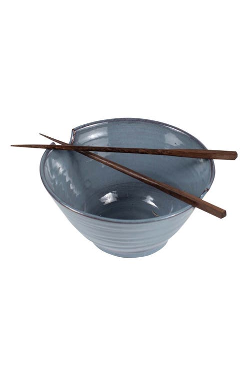 Ten Thousand Villages Chopsticks & Blue Bowl Set In Blue