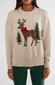 Beach Riot Callie Cotton Reindeer Sweater