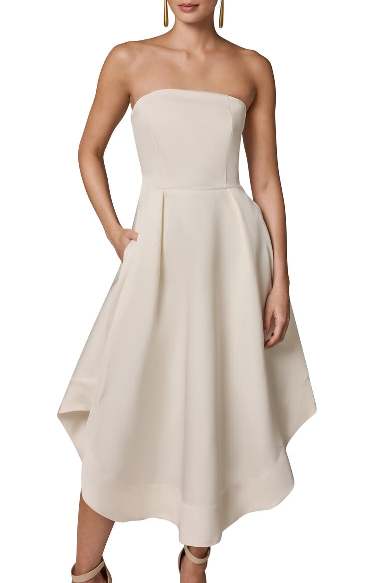 Strapless Satin Gown, Alternate, color, CREAM
