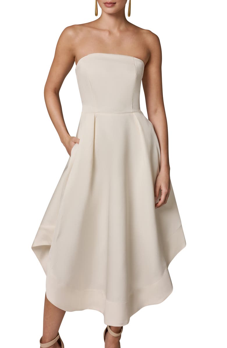 Donna Karan New York Strapless Satin Gown, Alternate, color, Cream