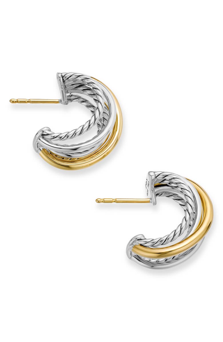 David Yurman Crossover Huggie Hoop Earrings, Alternate, color, Silver/ Gold