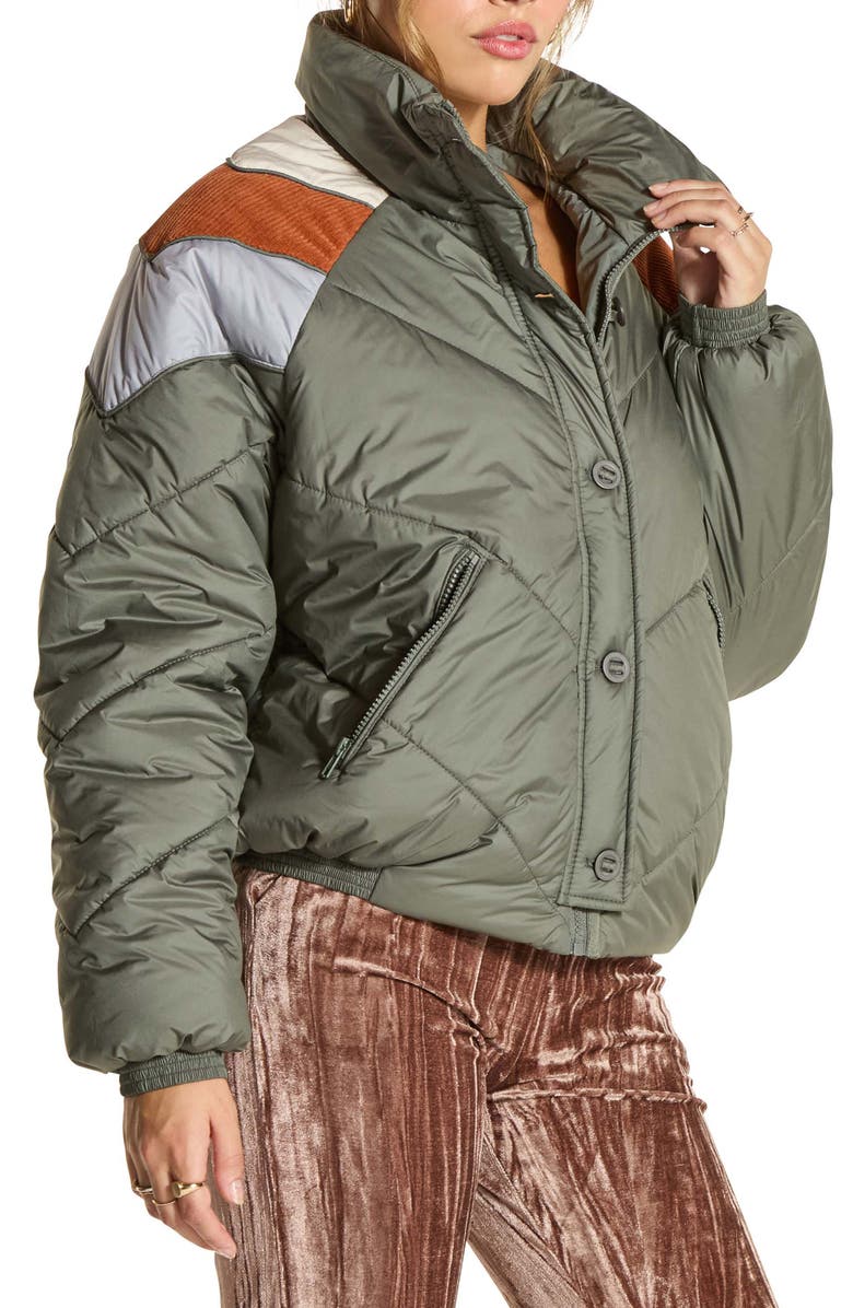WISHLIST Colorblock Chevron Puffer Jacket, Alternate, color, Olive