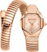 Just Cavalli Snake Wraparound Bracelet Watch, 22mm x 34.5mm