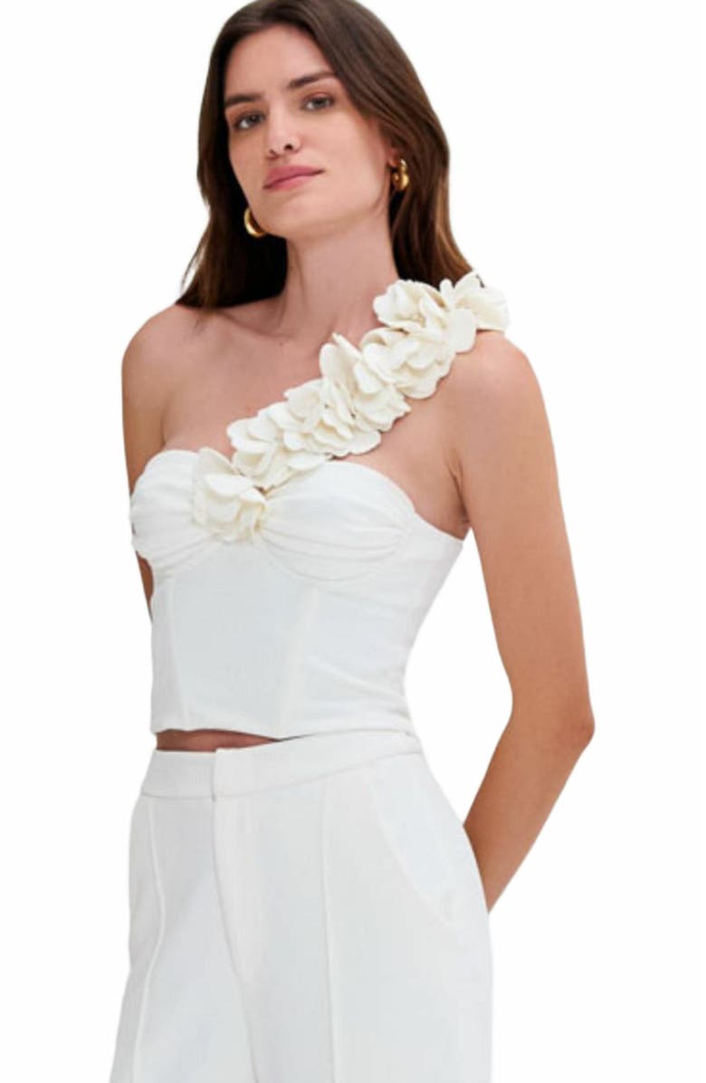 PatBO Merian Knit One Shoulder Top, Alternate, color, Off White