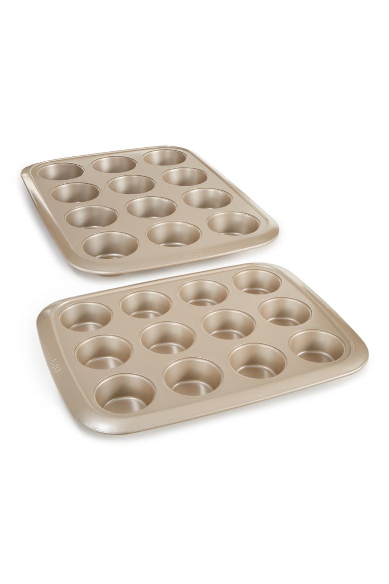 Leo Balance 2-Piece Muffin Pan Set, Main, color, GOLDEN