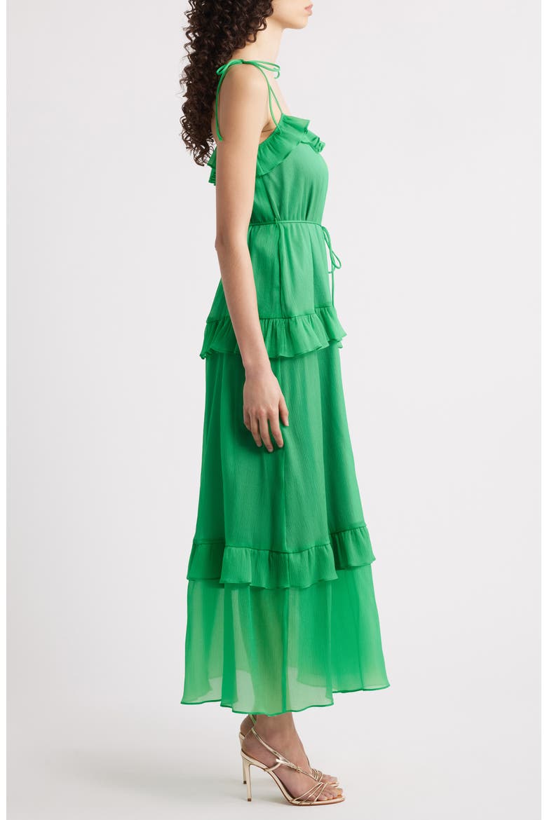 Tie Strap Tiered Midi Dress, Alternate, color, GREEN