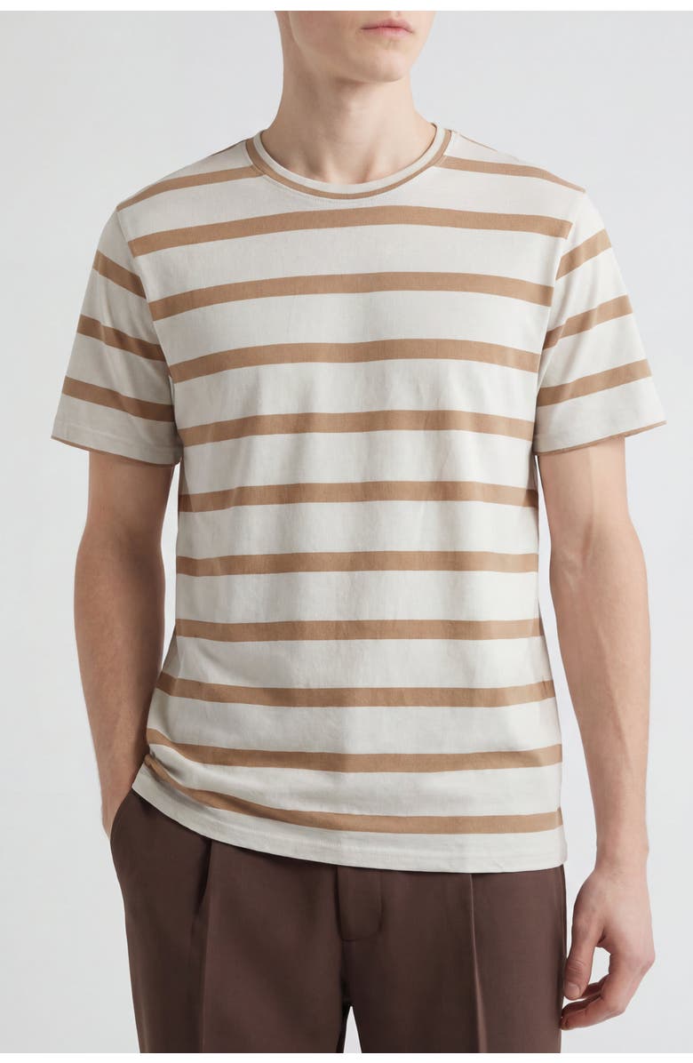 Solomon & Sage Classic Fit Striped Crew Neck T-Shirt, Main, color, Natural/Cream