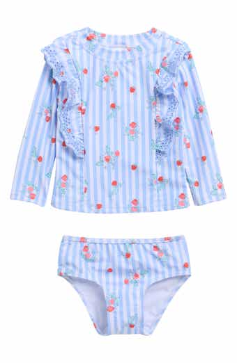 OSHKOSH BGOSH Cherry Stripe Rashguard Top & Bikini Bottoms Set