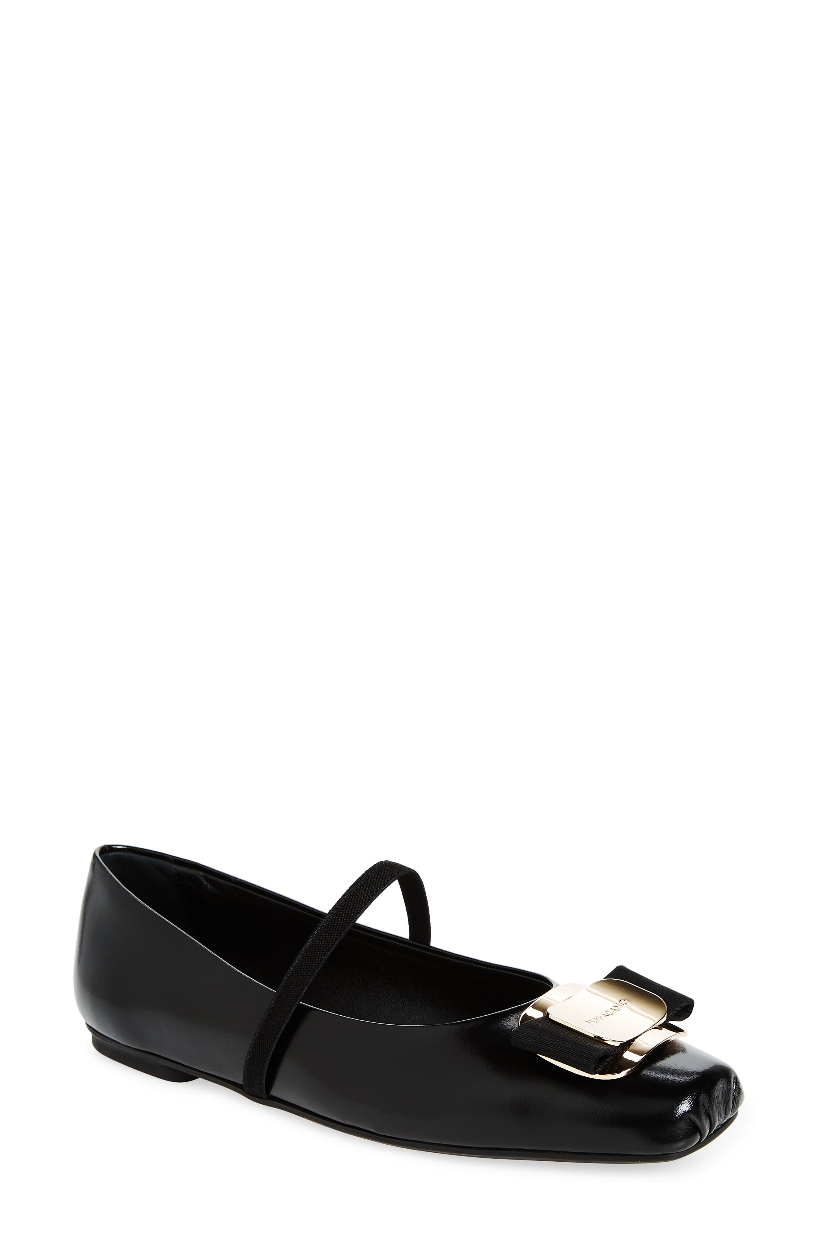 FERRAGAMO Zina Mary Jane Ballet Flat, Main, color, Black