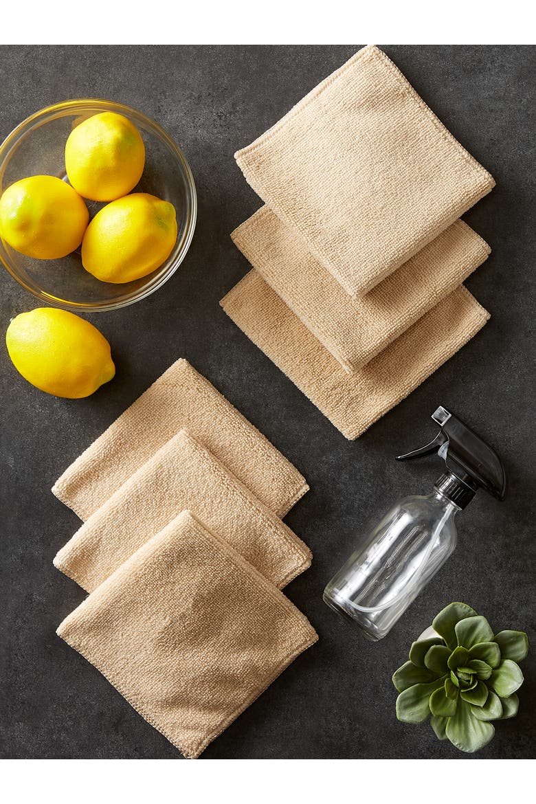 Taupe Microfiber Essential Dishcloth Set/6, Alternate, color, Taupe