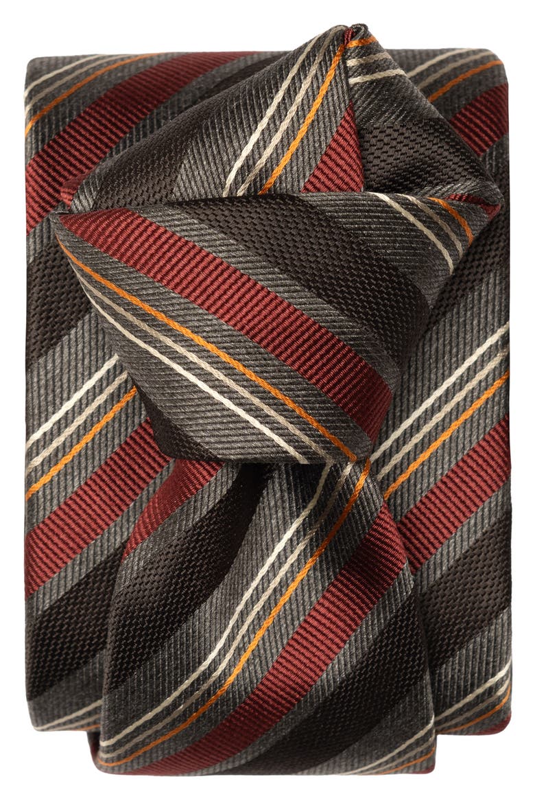 Espada - Silk Jacquard Tie for Men, Alternate, color, Steel Grey and Burgundy