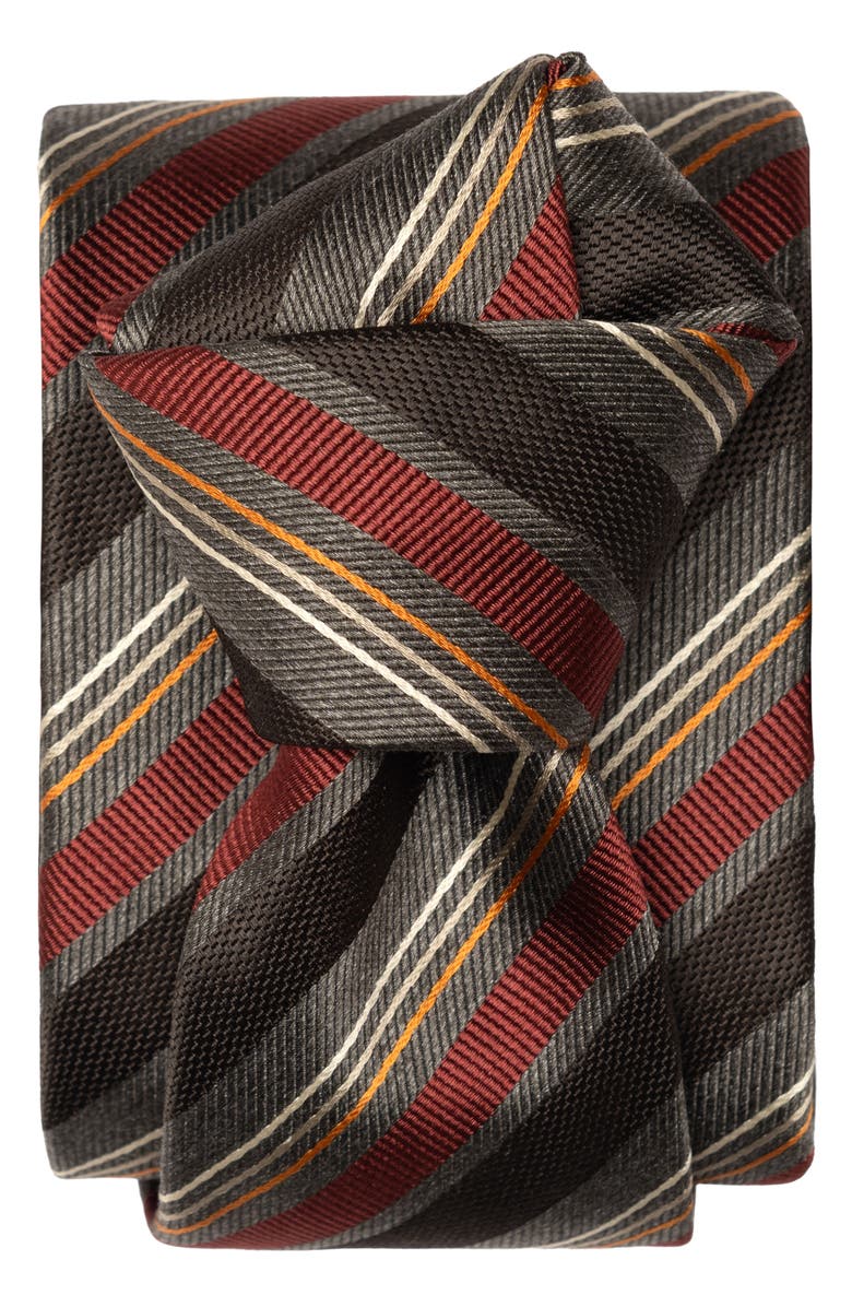 Elizabetta Espada - Silk Jacquard Tie for Men, Alternate, color, Steel Grey And Burgundy