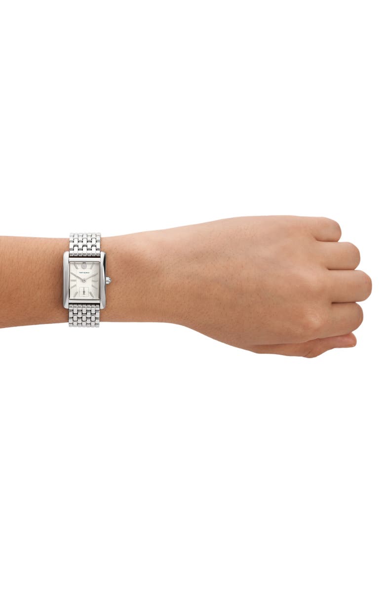 Tory Burch Eleanor Stainless Steel Bracelet Watch, 25mm x 34mm, Alternate, color, Silver